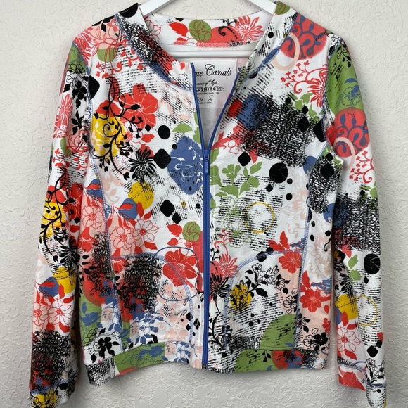 ONQUE CASUALS Floral Lightweight Oversized Zip-Up Jacket Size Small - Picture 2 of 10